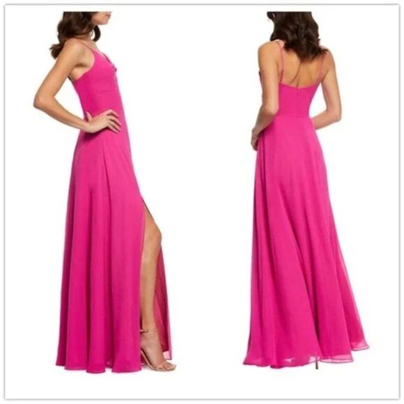 Dress the Population Cambria Tie Bodice Evening Dress size XL in Bright Fuchshia - Picture 4 of 16